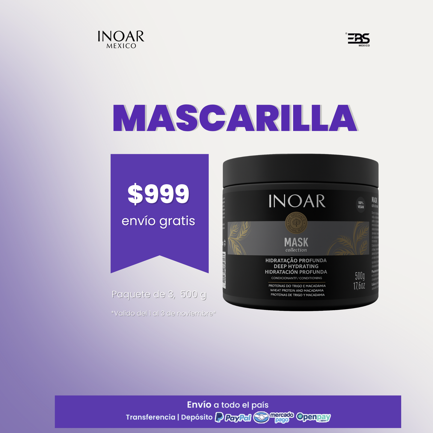 MASCARILLA DE TRIGO Y MACADAMIA | KIT DE 3