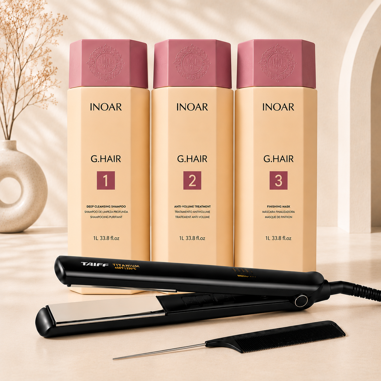 Sistema Completo de Alisado: Keratina + Plancha + Peine